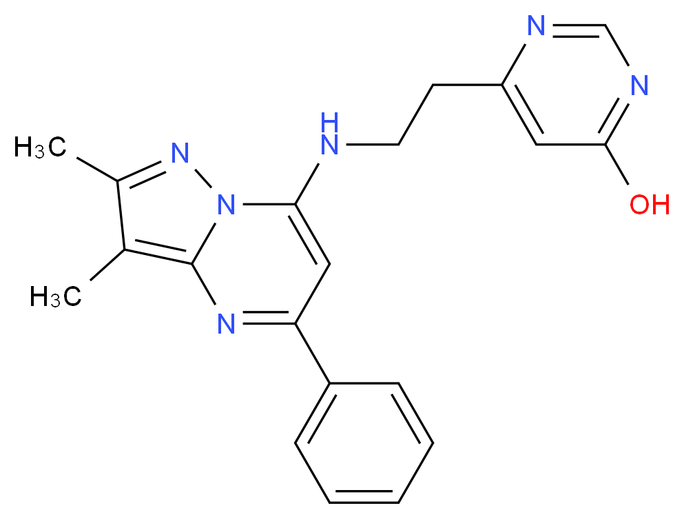 6-{2-[(2,3-dimethyl-5-phenylpyrazolo[1,5-a]pyrimidin-7-yl)amino]ethyl}-4-pyrimidinol_分子结构_CAS_)