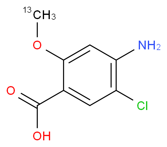 4-amino-5-chloro-2-(<sup>1</sup><sup>3</sup>C)methoxybenzoic acid_分子结构_CAS_1216496-86-4
