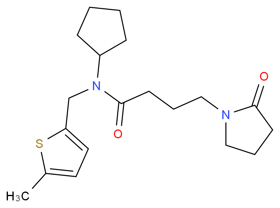 N-cyclopentyl-N-[(5-methyl-2-thienyl)methyl]-4-(2-oxopyrrolidin-1-yl)butanamide_分子结构_CAS_)