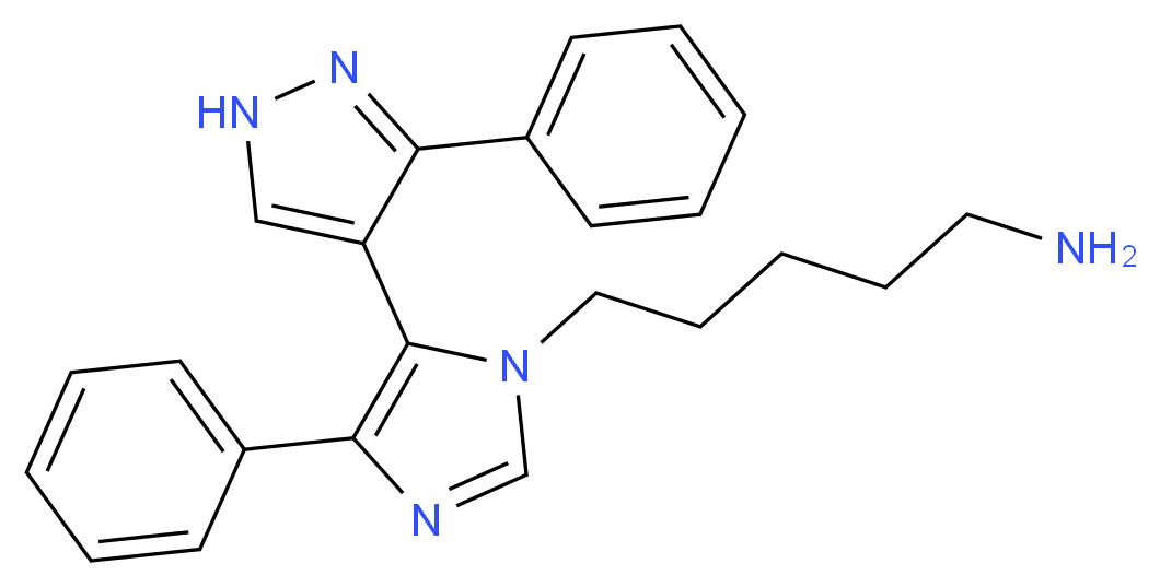 5-[4-phenyl-5-(3-phenyl-1H-pyrazol-4-yl)-1H-imidazol-1-yl]pentan-1-amine_分子结构_CAS_)