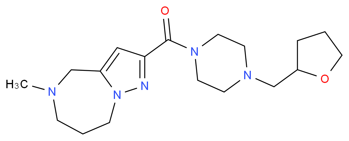 5-methyl-2-{[4-(tetrahydrofuran-2-ylmethyl)piperazin-1-yl]carbonyl}-5,6,7,8-tetrahydro-4H-pyrazolo[1,5-a][1,4]diazepine_分子结构_CAS_)
