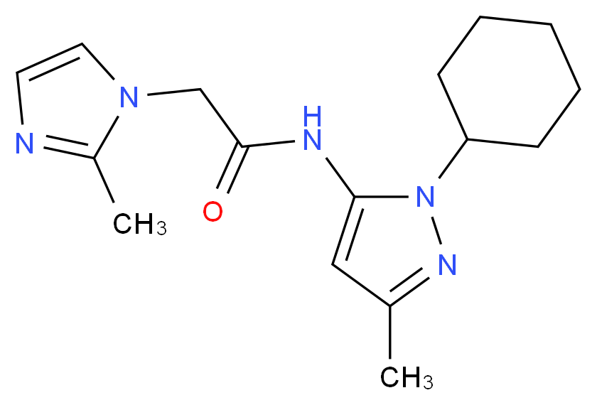 N-(1-cyclohexyl-3-methyl-1H-pyrazol-5-yl)-2-(2-methyl-1H-imidazol-1-yl)acetamide_分子结构_CAS_)