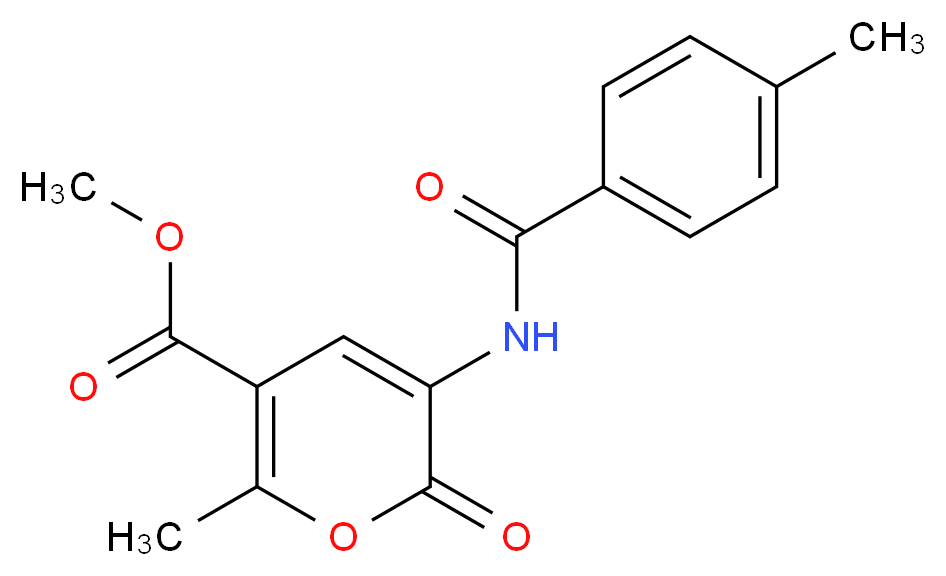 Methyl 6-methyl-3-[(4-methylbenzoyl)amino]-2-oxo-2H-pyran-5-carboxylate_分子结构_CAS_)