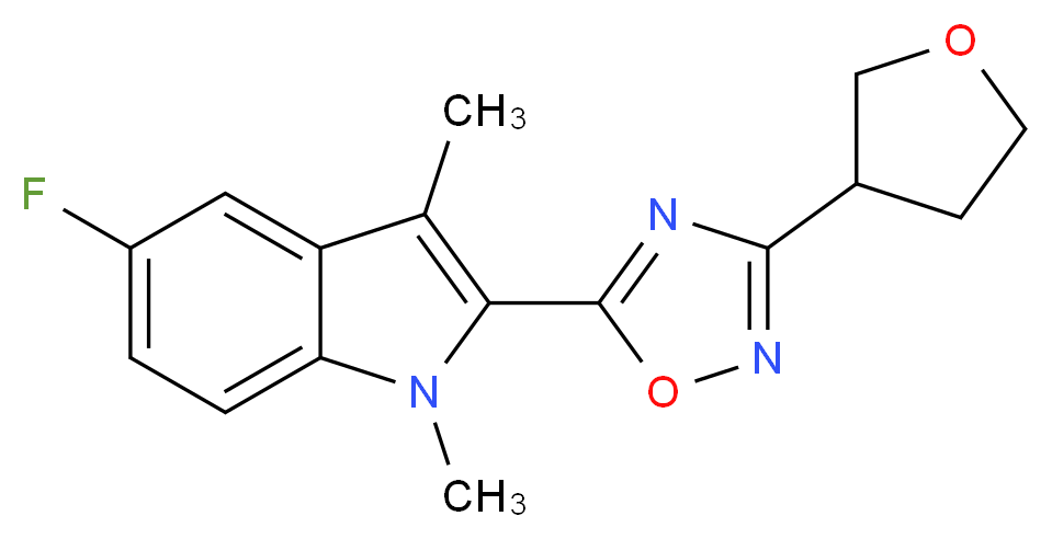 5-fluoro-1,3-dimethyl-2-[3-(tetrahydrofuran-3-yl)-1,2,4-oxadiazol-5-yl]-1H-indole_分子结构_CAS_)