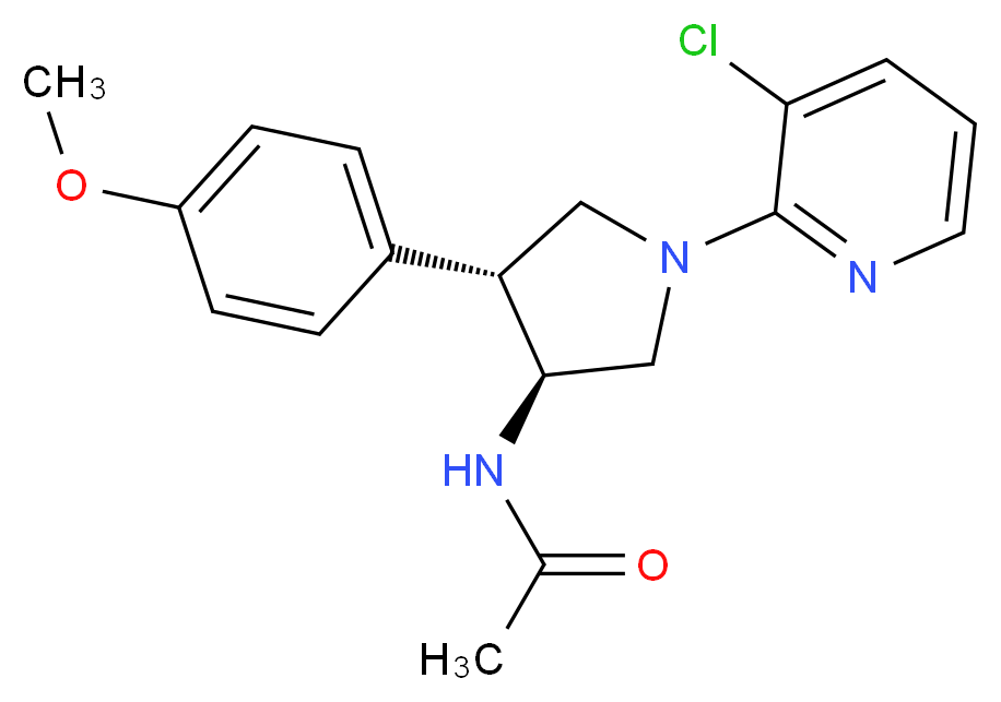N-[(3S*,4R*)-1-(3-chloro-2-pyridinyl)-4-(4-methoxyphenyl)-3-pyrrolidinyl]acetamide_分子结构_CAS_)