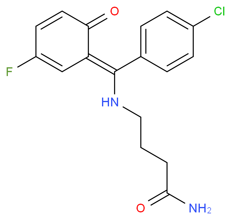 4-{[(4-chlorophenyl)[(1E)-3-fluoro-6-oxocyclohexa-2,4-dien-1-ylidene]methyl]amino}butanamide_分子结构_CAS_62666-20-0