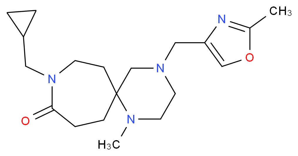 9-(cyclopropylmethyl)-1-methyl-4-[(2-methyl-1,3-oxazol-4-yl)methyl]-1,4,9-triazaspiro[5.6]dodecan-10-one_分子结构_CAS_)