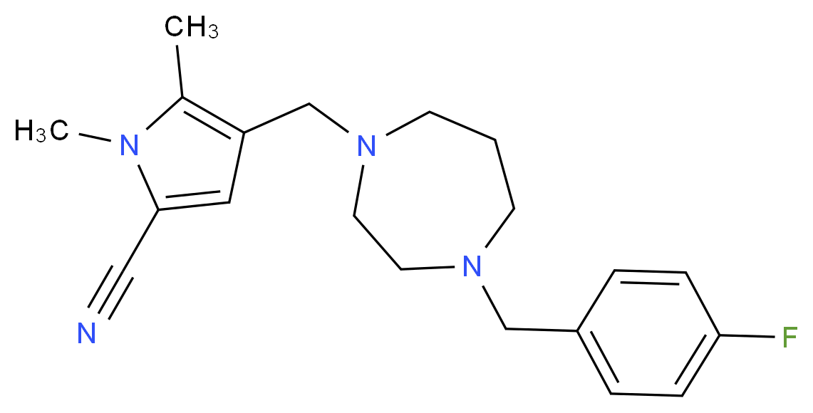 4-{[4-(4-fluorobenzyl)-1,4-diazepan-1-yl]methyl}-1,5-dimethyl-1H-pyrrole-2-carbonitrile_分子结构_CAS_)