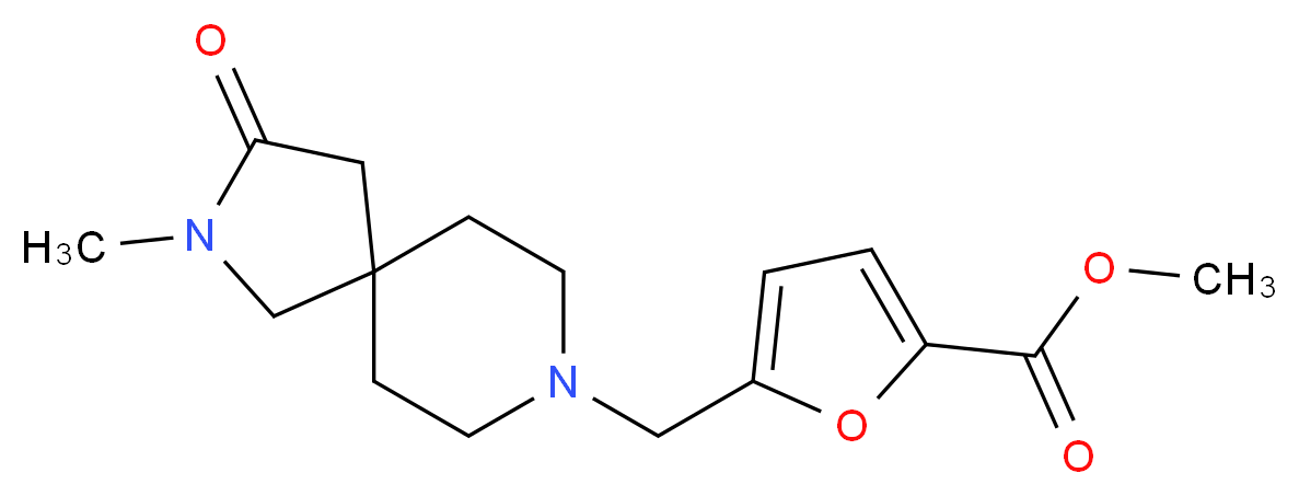 methyl 5-[(2-methyl-3-oxo-2,8-diazaspiro[4.5]dec-8-yl)methyl]-2-furoate_分子结构_CAS_)