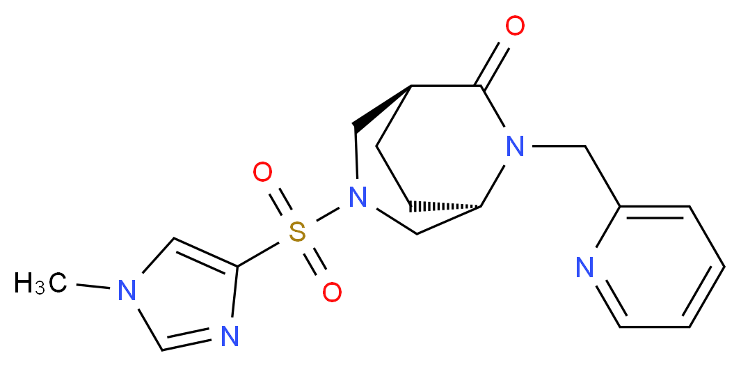 (1S*,5R*)-3-[(1-methyl-1H-imidazol-4-yl)sulfonyl]-6-(pyridin-2-ylmethyl)-3,6-diazabicyclo[3.2.2]nonan-7-one_分子结构_CAS_)