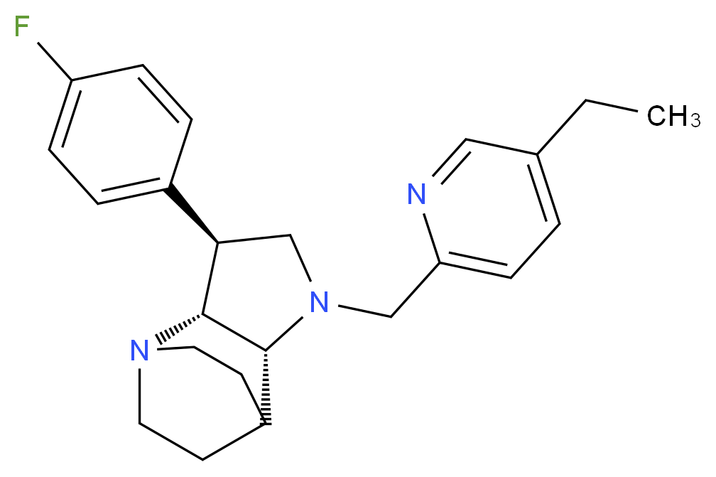 (2R*,3S*,6R*)-5-[(5-ethyl-2-pyridinyl)methyl]-3-(4-fluorophenyl)-1,5-diazatricyclo[5.2.2.0~2,6~]undecane_分子结构_CAS_)