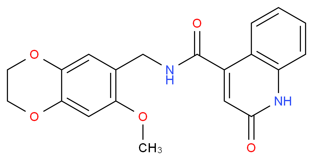N-[(7-methoxy-2,3-dihydro-1,4-benzodioxin-6-yl)methyl]-2-oxo-1,2-dihydro-4-quinolinecarboxamide_分子结构_CAS_)