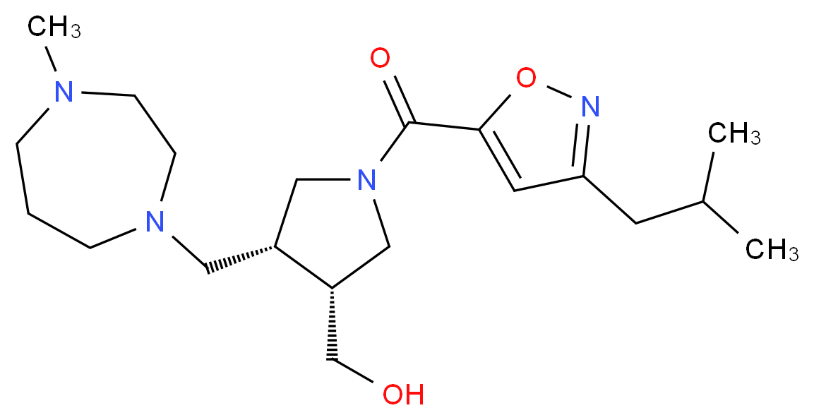 {(3R*,4R*)-1-[(3-isobutylisoxazol-5-yl)carbonyl]-4-[(4-methyl-1,4-diazepan-1-yl)methyl]pyrrolidin-3-yl}methanol_分子结构_CAS_)