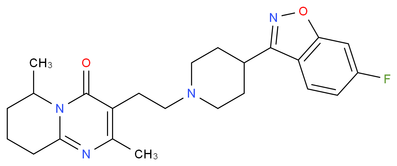 3-{2-[4-(6-fluoro-1,2-benzoxazol-3-yl)piperidin-1-yl]ethyl}-2,6-dimethyl-4H,6H,7H,8H,9H-pyrido[1,2-a]pyrimidin-4-one_分子结构_CAS_1346602-28-5