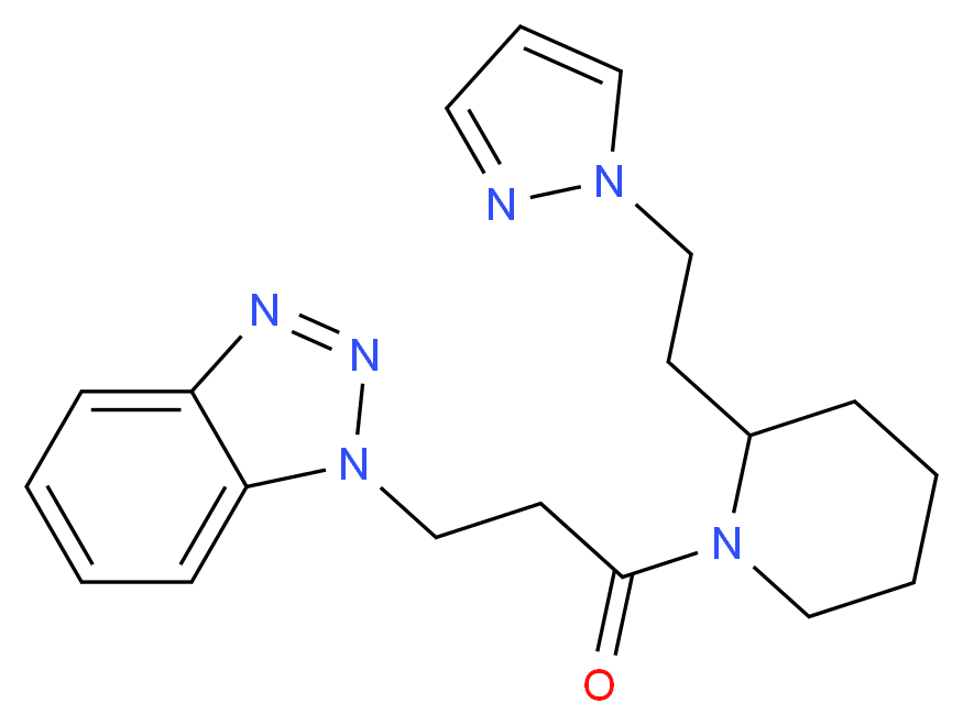 1-(3-oxo-3-{2-[2-(1H-pyrazol-1-yl)ethyl]-1-piperidinyl}propyl)-1H-1,2,3-benzotriazole_分子结构_CAS_)