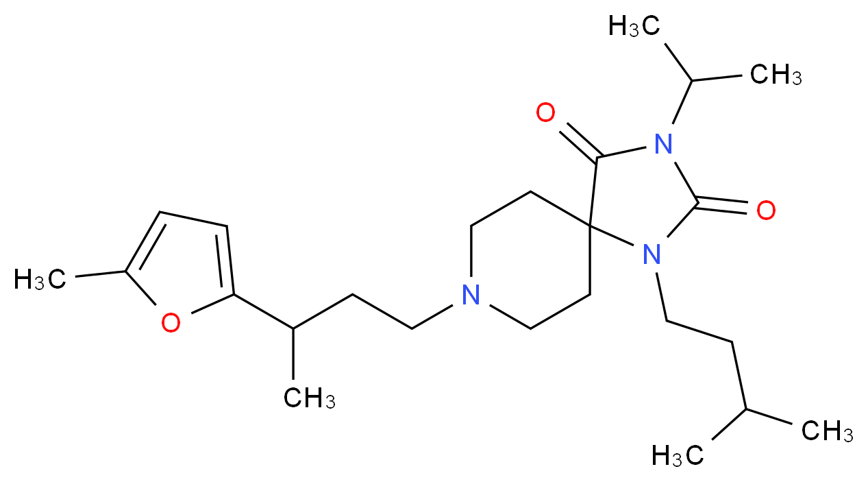 3-isopropyl-1-(3-methylbutyl)-8-[3-(5-methyl-2-furyl)butyl]-1,3,8-triazaspiro[4.5]decane-2,4-dione_分子结构_CAS_)