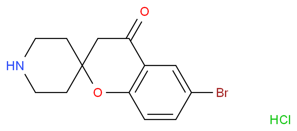 6-bromo-3,4-dihydrospiro[1-benzopyran-2,4'-piperidine]-4-one hydrochloride_分子结构_CAS_921760-46-5