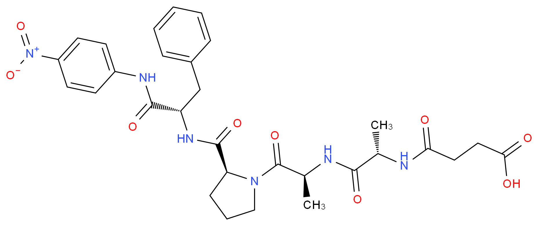 3-{[(1S)-1-{[(2S)-1-[(2S)-2-{[(1S)-1-[(4-nitrophenyl)carbamoyl]-2-phenylethyl]carbamoyl}pyrrolidin-1-yl]-1-oxopropan-2-yl]carbamoyl}ethyl]carbamoyl}propanoic acid_分子结构_CAS_70967-97-4