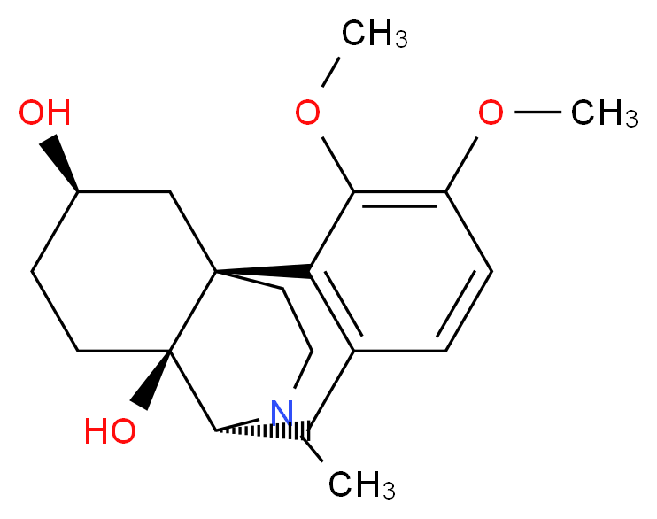 (1R,9R,10S,13R)-3,4-dimethoxy-17-methyl-17-azatetracyclo[7.5.3.0^{1,10}.0^{2,7}]heptadeca-2(7),3,5-triene-10,13-diol_分子结构_CAS_3176-03-2