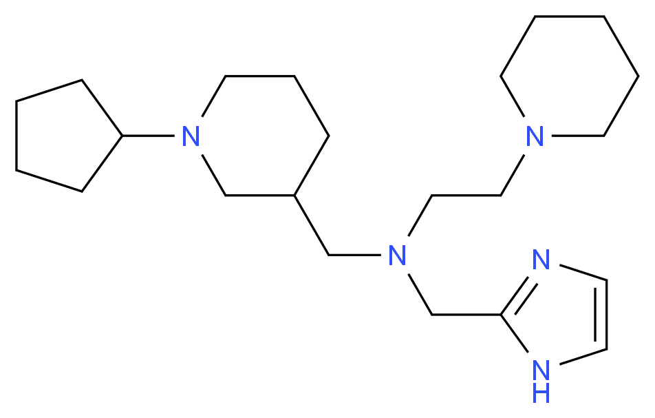 N-[(1-cyclopentyl-3-piperidinyl)methyl]-N-(1H-imidazol-2-ylmethyl)-2-(1-piperidinyl)ethanamine_分子结构_CAS_)