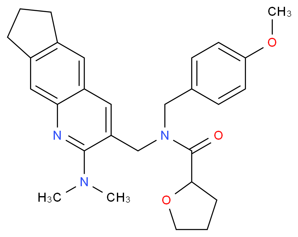 N-{[2-(dimethylamino)-7,8-dihydro-6H-cyclopenta[g]quinolin-3-yl]methyl}-N-(4-methoxybenzyl)tetrahydro-2-furancarboxamide_分子结构_CAS_)