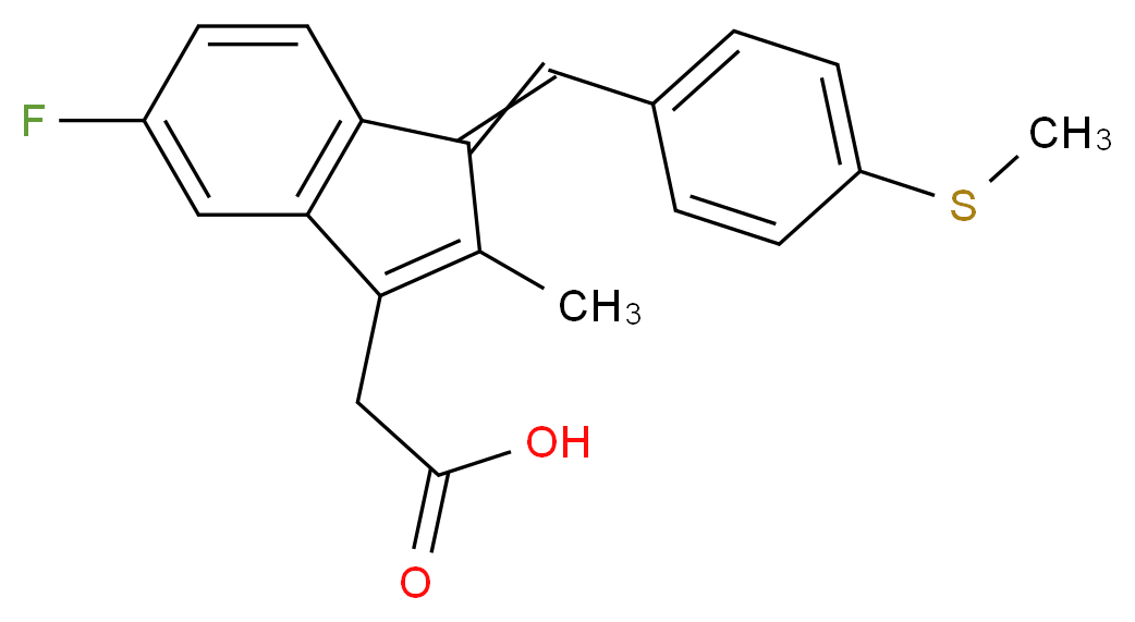 2-(5-fluoro-2-methyl-1-{[4-(methylsulfanyl)phenyl]methylidene}-1H-inden-3-yl)acetic acid_分子结构_CAS_32004-67-4