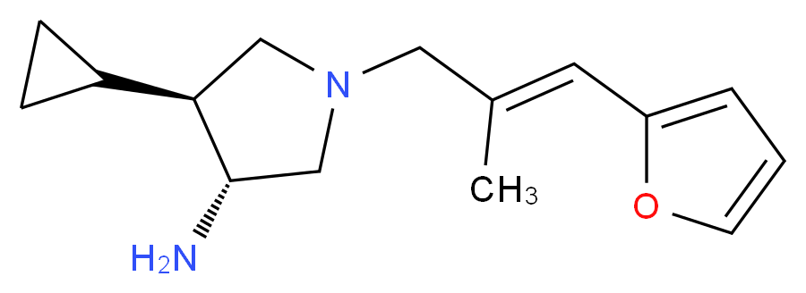 (3R*,4S*)-4-cyclopropyl-1-[(2E)-3-(2-furyl)-2-methyl-2-propen-1-yl]-3-pyrrolidinamine_分子结构_CAS_)