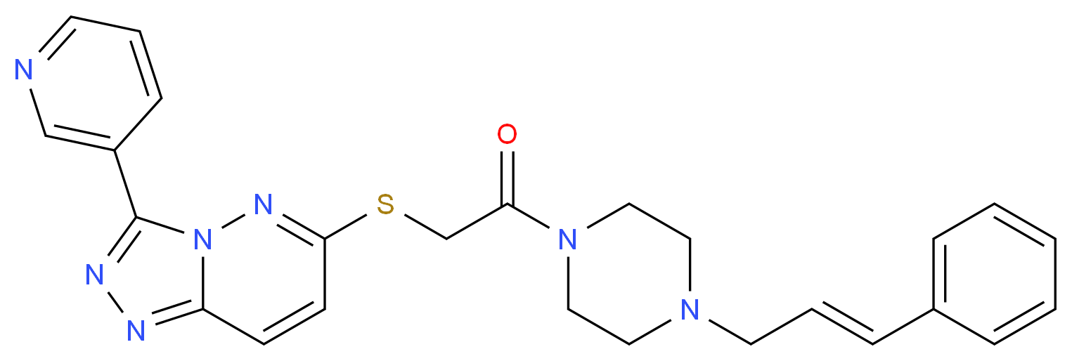 6-[(2-oxo-2-{4-[(2E)-3-phenyl-2-propen-1-yl]-1-piperazinyl}ethyl)thio]-3-(3-pyridinyl)[1,2,4]triazolo[4,3-b]pyridazine_分子结构_CAS_)