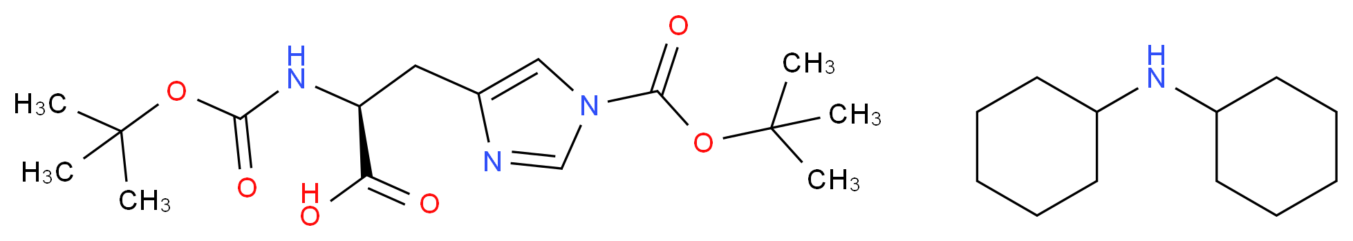 (2S)-3-{1-[(tert-butoxy)carbonyl]-1H-imidazol-4-yl}-2-{[(tert-butoxy)carbonyl]amino}propanoic acid; N-cyclohexylcyclohexanamine_分子结构_CAS_31687-58-8