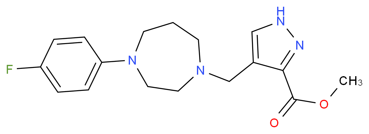 methyl 4-{[4-(4-fluorophenyl)-1,4-diazepan-1-yl]methyl}-1H-pyrazole-3-carboxylate_分子结构_CAS_)