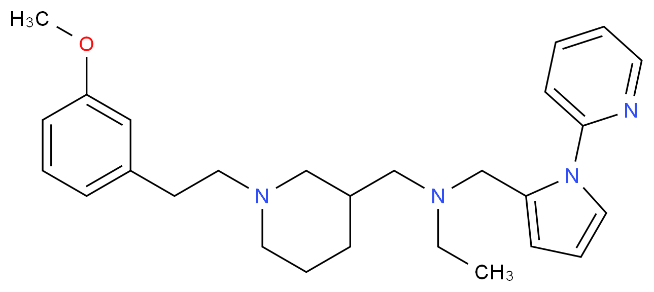 N-({1-[2-(3-methoxyphenyl)ethyl]-3-piperidinyl}methyl)-N-{[1-(2-pyridinyl)-1H-pyrrol-2-yl]methyl}ethanamine_分子结构_CAS_)