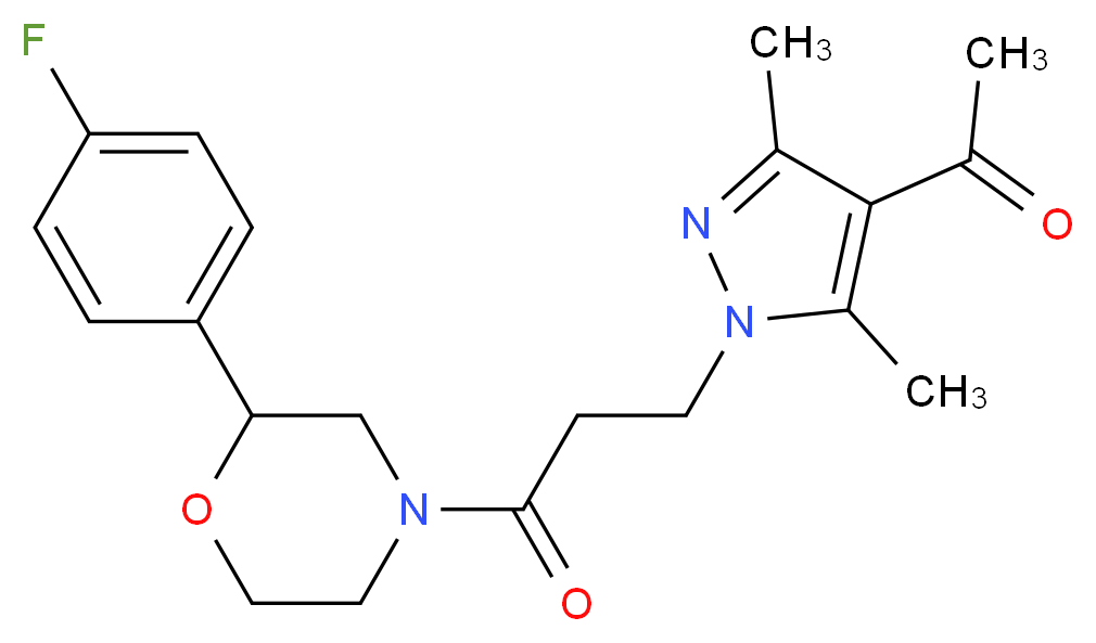 1-(1-{3-[2-(4-fluorophenyl)morpholin-4-yl]-3-oxopropyl}-3,5-dimethyl-1H-pyrazol-4-yl)ethanone_分子结构_CAS_)
