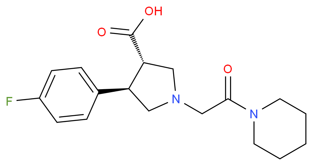 (3S*,4R*)-4-(4-fluorophenyl)-1-[2-oxo-2-(1-piperidinyl)ethyl]-3-pyrrolidinecarboxylic acid_分子结构_CAS_)