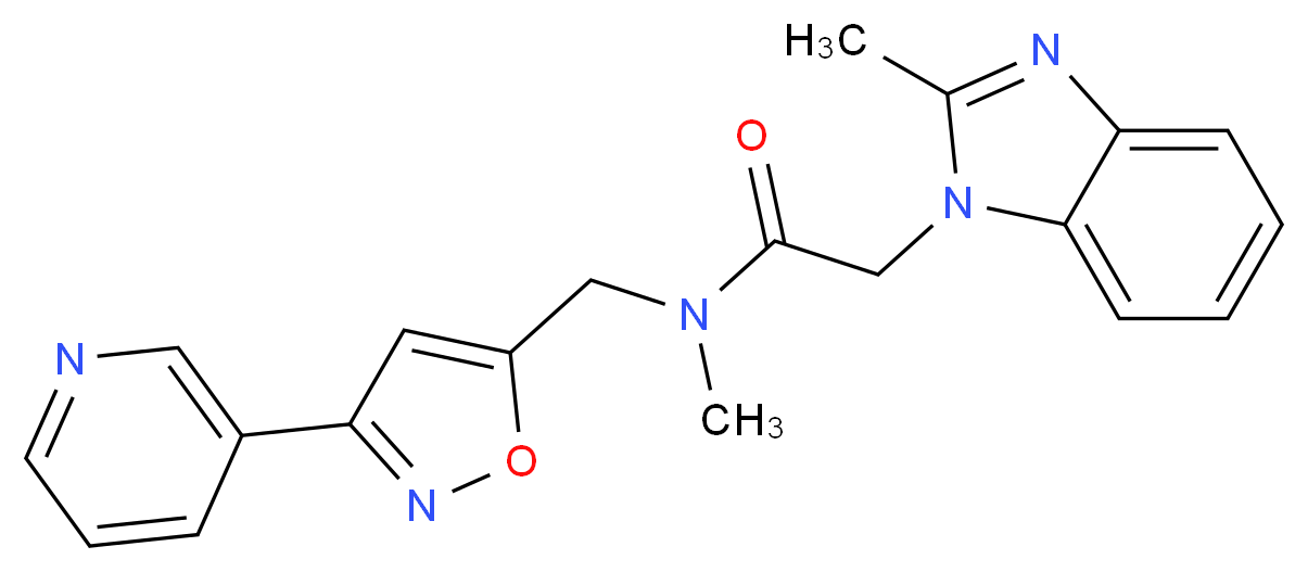 N-methyl-2-(2-methyl-1H-benzimidazol-1-yl)-N-{[3-(3-pyridinyl)-5-isoxazolyl]methyl}acetamide_分子结构_CAS_)