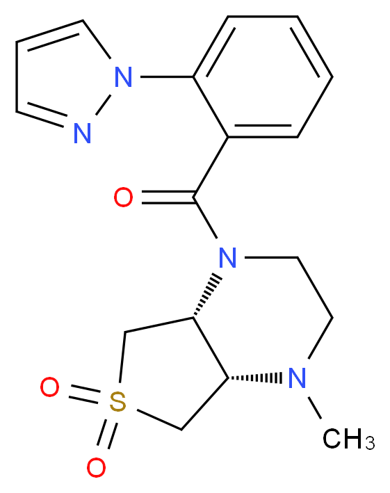 (4aR*,7aS*)-1-methyl-4-[2-(1H-pyrazol-1-yl)benzoyl]octahydrothieno[3,4-b]pyrazine 6,6-dioxide_分子结构_CAS_)