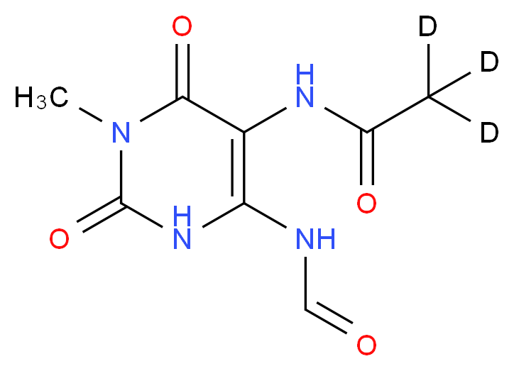 N-(6-formamido-3-methyl-2,4-dioxo-1,2,3,4-tetrahydropyrimidin-5-yl)(<sup>2</sup>H<sub>3</sub>)acetamide_分子结构_CAS_1185082-65-8