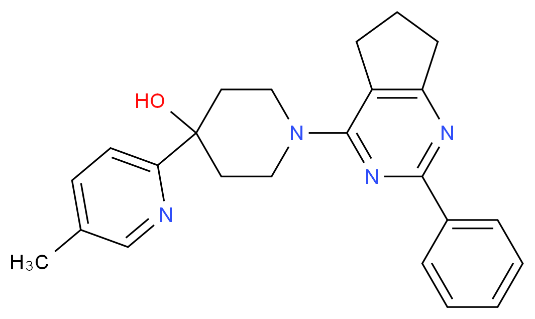 4-(5-methylpyridin-2-yl)-1-(2-phenyl-6,7-dihydro-5H-cyclopenta[d]pyrimidin-4-yl)piperidin-4-ol_分子结构_CAS_)