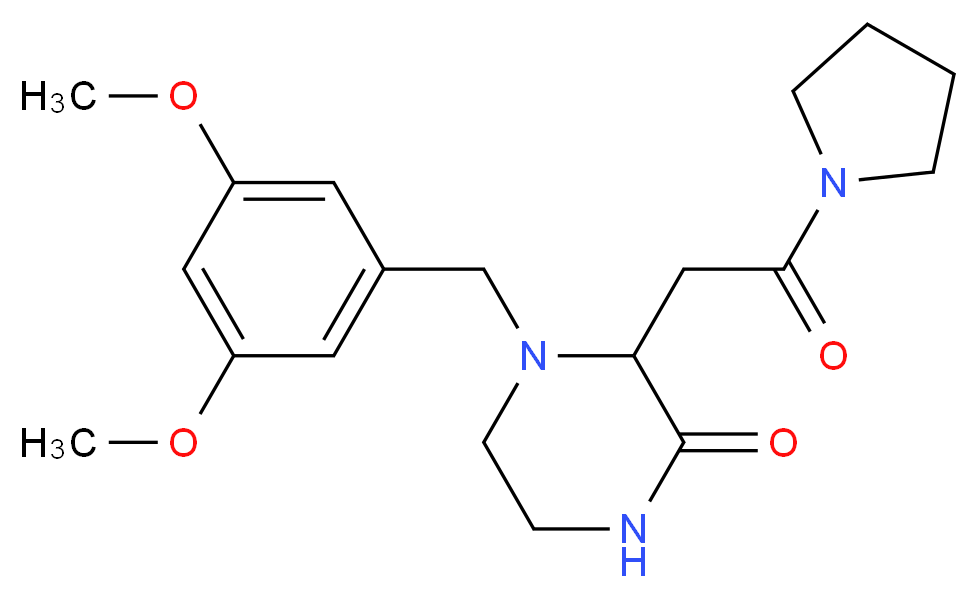 4-(3,5-dimethoxybenzyl)-3-[2-oxo-2-(1-pyrrolidinyl)ethyl]-2-piperazinone_分子结构_CAS_)