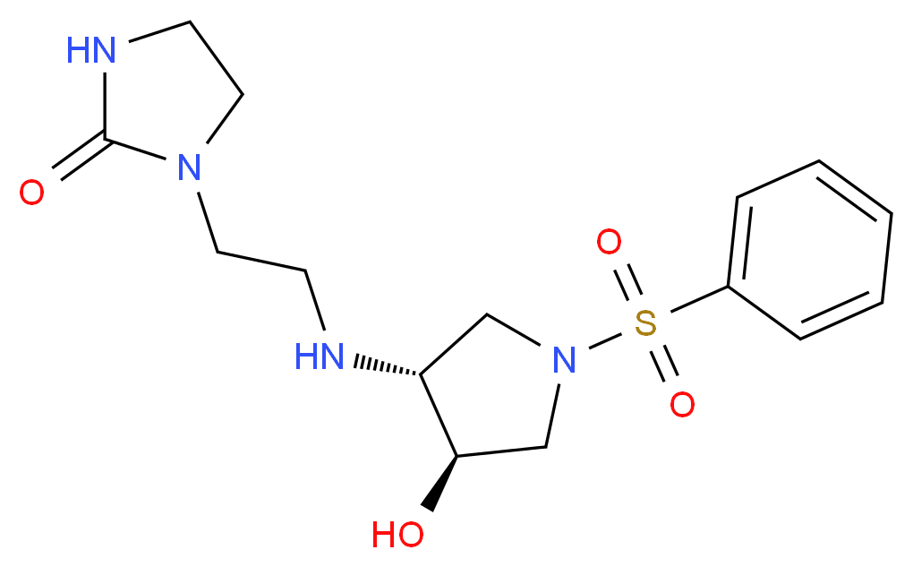 1-(2-{[(3R*,4R*)-4-hydroxy-1-(phenylsulfonyl)-3-pyrrolidinyl]amino}ethyl)-2-imidazolidinone_分子结构_CAS_)