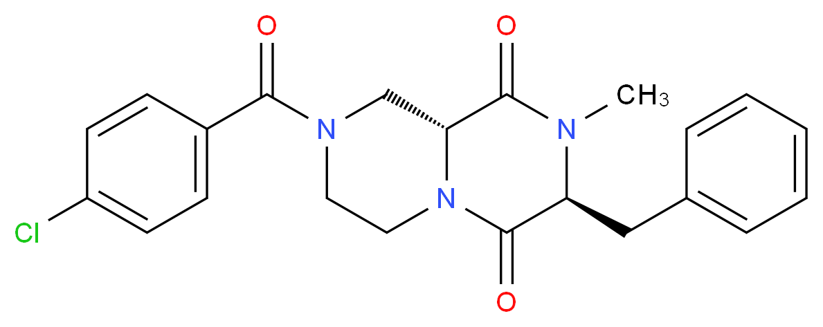 (3S,9aR)-3-benzyl-8-(4-chlorobenzoyl)-2-methyltetrahydro-2H-pyrazino[1,2-a]pyrazine-1,4(3H,6H)-dione_分子结构_CAS_)