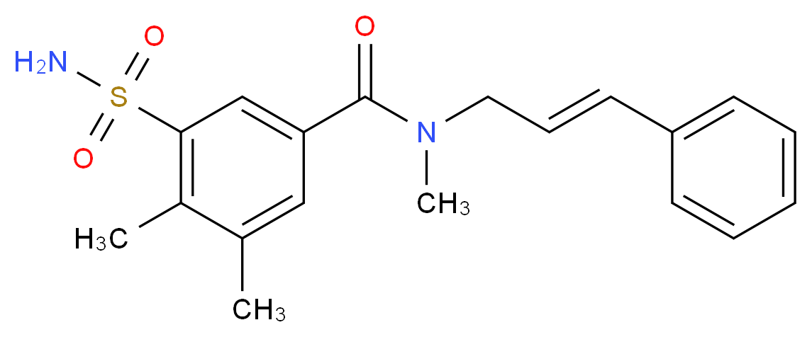 3-(aminosulfonyl)-N,4,5-trimethyl-N-[(2E)-3-phenylprop-2-en-1-yl]benzamide_分子结构_CAS_)