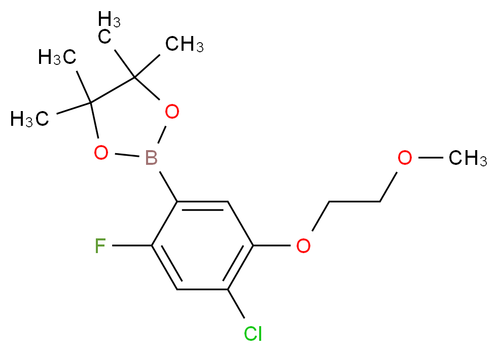 2-[4-chloro-2-fluoro-5-(2-methoxyethoxy)phenyl]-4,4,5,5-tetramethyl-1,3,2-dioxaborolane_分子结构_CAS_1256360-21-0