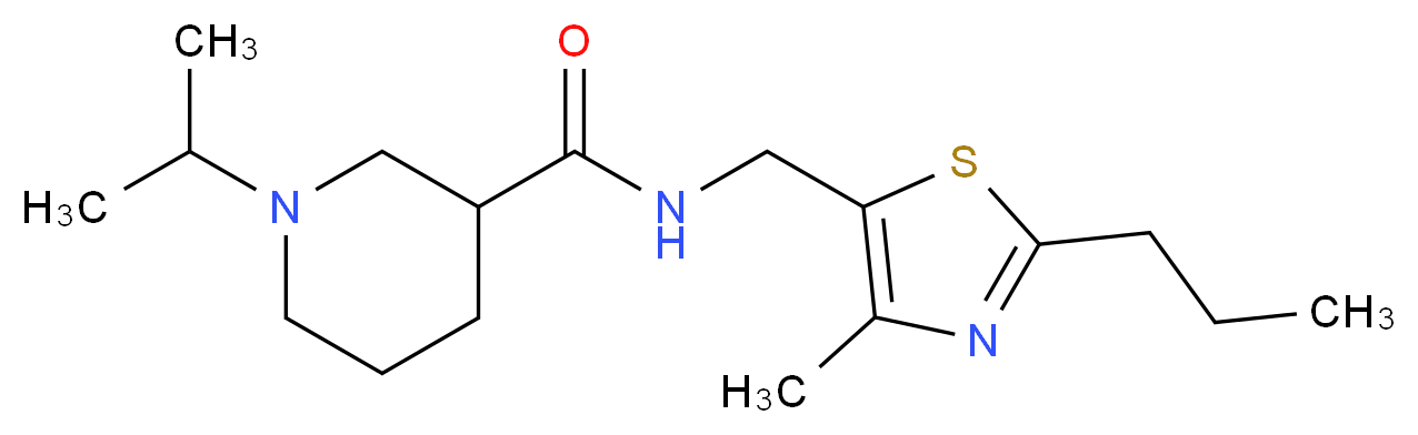 1-isopropyl-N-[(4-methyl-2-propyl-1,3-thiazol-5-yl)methyl]-3-piperidinecarboxamide_分子结构_CAS_)