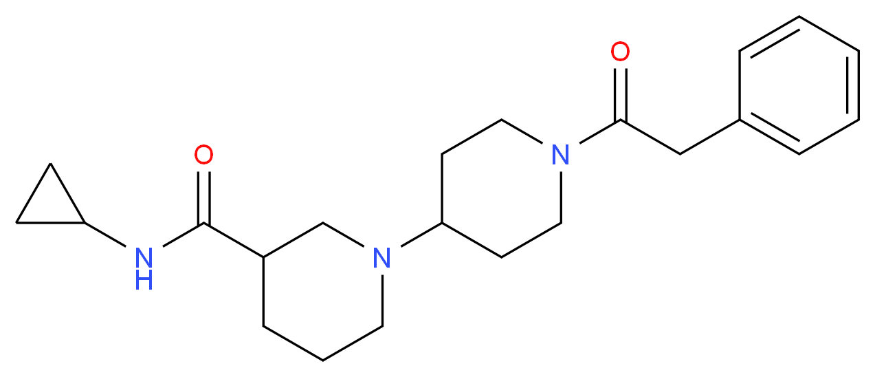 N-cyclopropyl-1'-(phenylacetyl)-1,4'-bipiperidine-3-carboxamide_分子结构_CAS_)