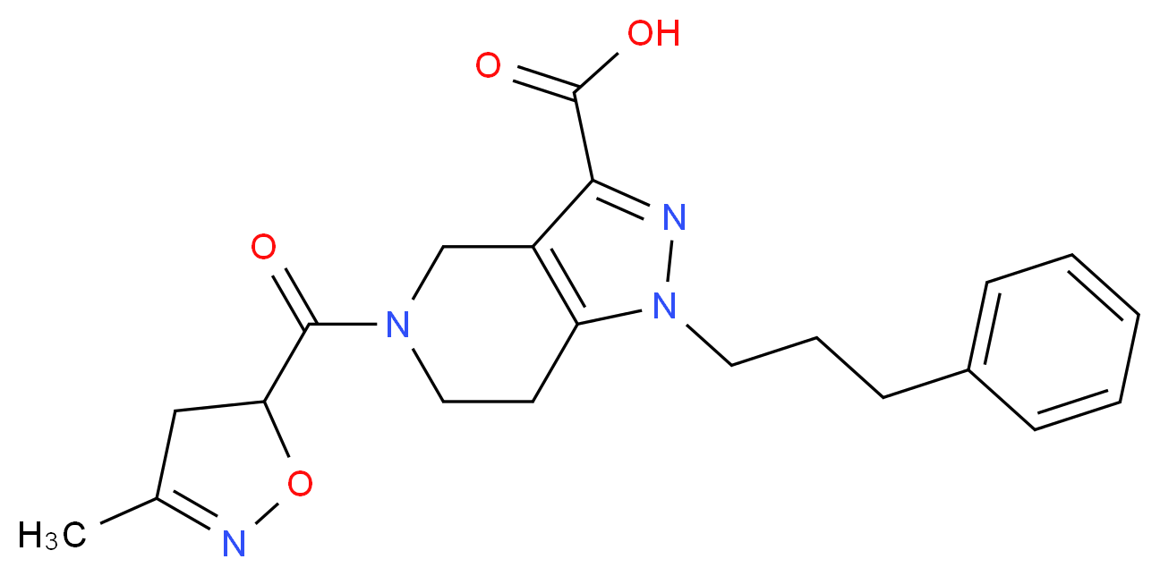 5-[(3-methyl-4,5-dihydroisoxazol-5-yl)carbonyl]-1-(3-phenylpropyl)-4,5,6,7-tetrahydro-1H-pyrazolo[4,3-c]pyridine-3-carboxylic acid_分子结构_CAS_)