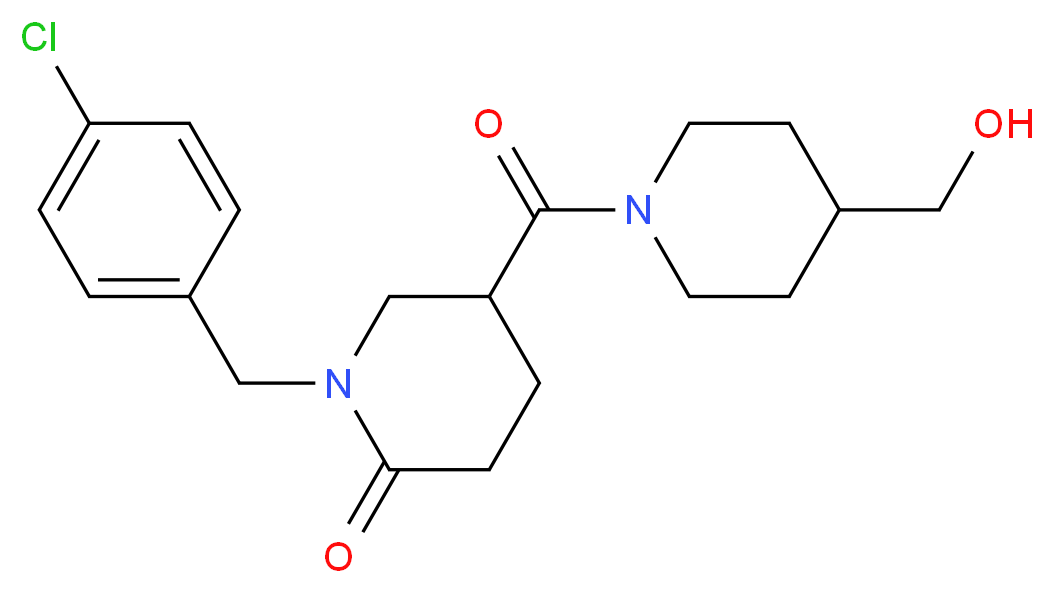 1-(4-chlorobenzyl)-5-{[4-(hydroxymethyl)-1-piperidinyl]carbonyl}-2-piperidinone_分子结构_CAS_)
