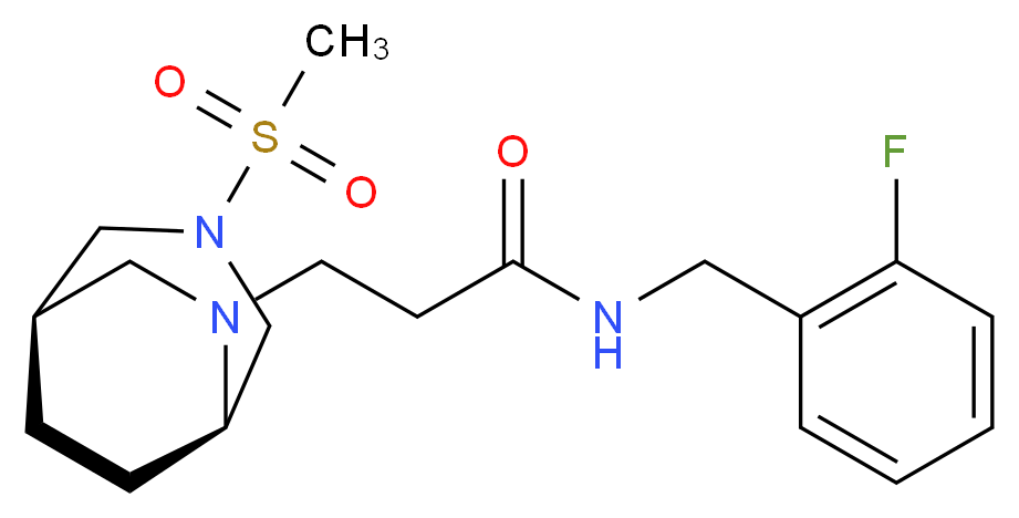 N-(2-fluorobenzyl)-3-[(1R*,5R*)-3-(methylsulfonyl)-3,6-diazabicyclo[3.2.2]non-6-yl]propanamide_分子结构_CAS_)