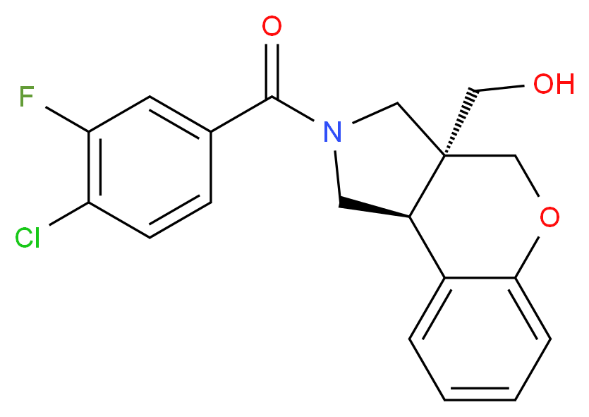 [(3aS*,9bS*)-2-(4-chloro-3-fluorobenzoyl)-1,2,3,9b-tetrahydrochromeno[3,4-c]pyrrol-3a(4H)-yl]methanol_分子结构_CAS_)