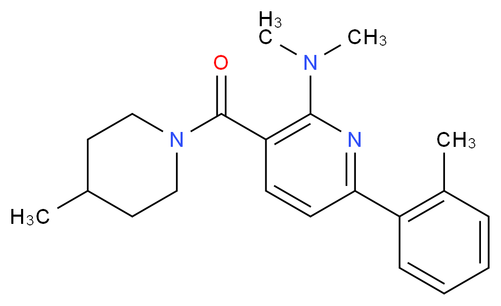 N,N-dimethyl-6-(2-methylphenyl)-3-[(4-methyl-1-piperidinyl)carbonyl]-2-pyridinamine_分子结构_CAS_)