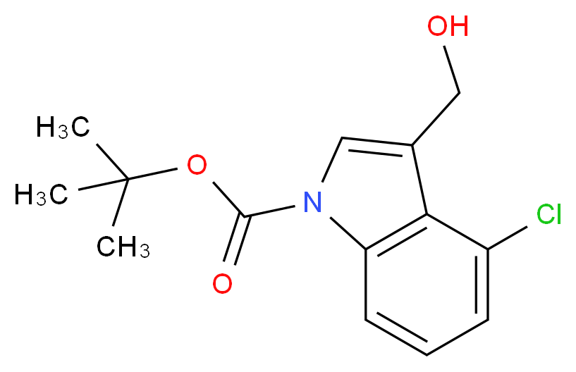1-Boc-4-Chloro-3-hydroxymethylindole_分子结构_CAS_914349-01-2)